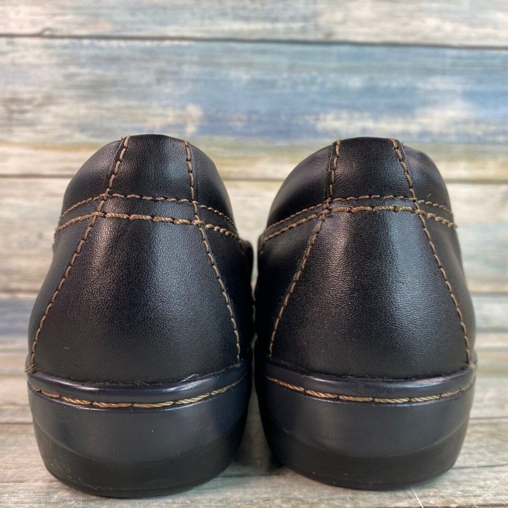 Clarks Womens Size 7M Loafers Comfort Shoes Black Leather Casual - Picture 6 of 11